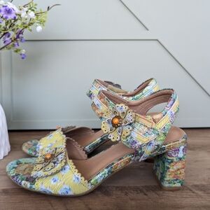 L'Artiste by Spring Step "Vogeush" Floral Heeled Sandal